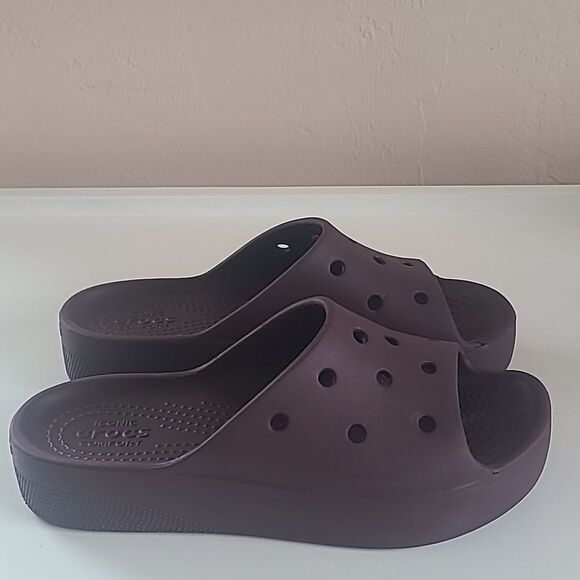 Crocs Classic Platform Slides Sandals Dark Cherry Size 6 - Picture 7 of 13